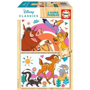 Puzzle drewniane 2x16 Król Lew Bambi