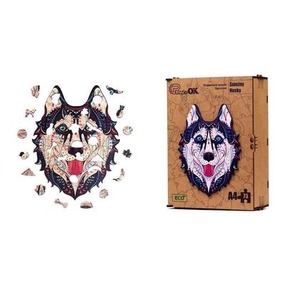 Puzzle drewniane eko 73 Śnieżny husky A4