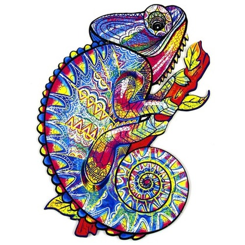 Puzzle drewniane / kolorowe 195 el. - Kameleon