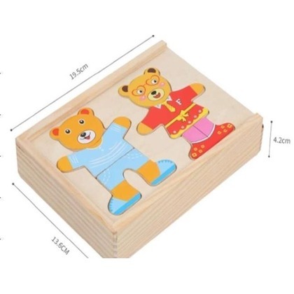 Puzzle drewno misie