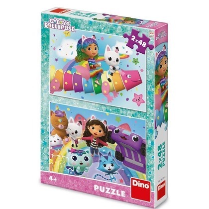 Puzzle Koci Domek Gabi Tęcza 2x48el