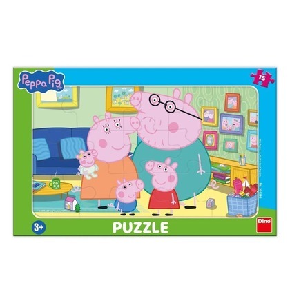 Puzzle ramkowe Świnka Peppa Rodzina 15el