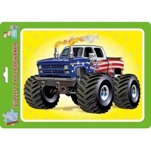 Puzzle w ramce z kolorowanką. Monster truck