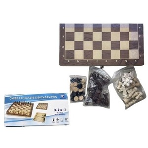 Szachy drewniane 2w1 37x17 cm