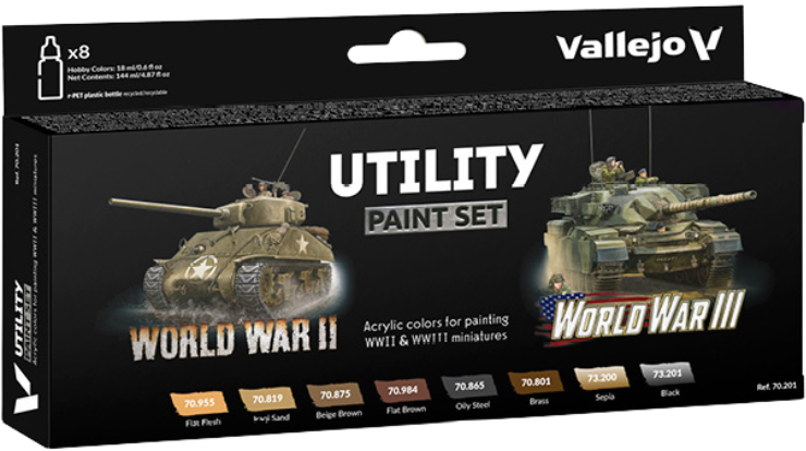 Vallejo: 70.201 - Utility Paint Set WWII & WWIII (8 x 18 ml)