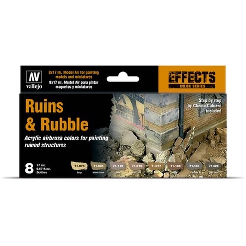 Vallejo: 71.214 - Model Air - Effects - Ruins & Rubbles (8 x 17 ml)