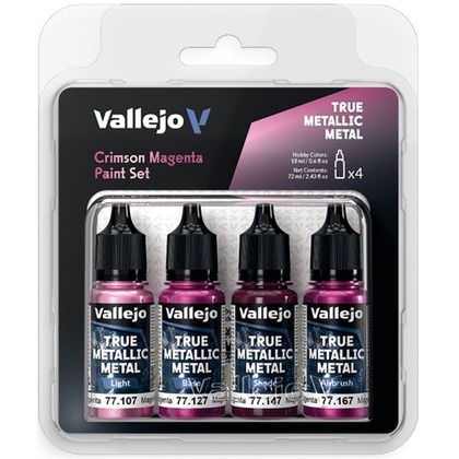 Vallejo: 77.261 - True Metallic Metal - Crimson Magenta Paint Set (4)