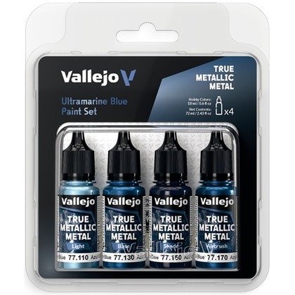 Vallejo: 77.263 - True Metallic Metal - Ultramarine Blue Paint Set (4)