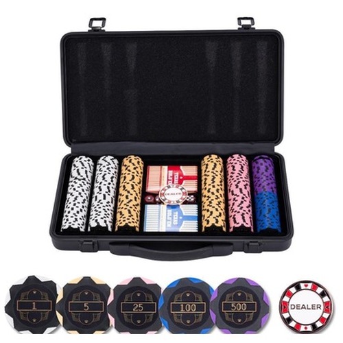 Zestaw pokerowy 300 żetonów z nominałami 14g